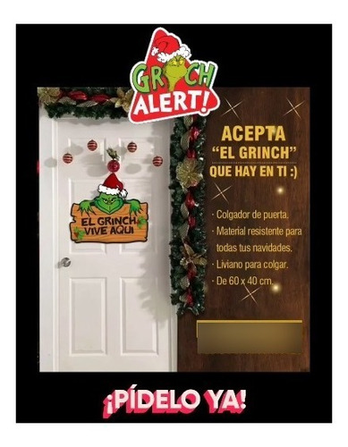 Colgador De Puerta Navideño Del Grinch