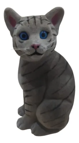 Gato Gris Sentado De Felpa Grande Animales Coleccionables