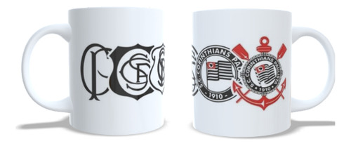 Caneca Cerâmica Personalizada Todo Poderoso Timão Preto E Branco Timão