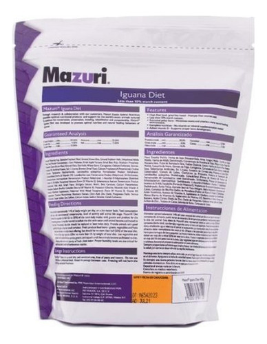 Mazuri Alimento Para Iguana Diet 450g Alto En Fibra