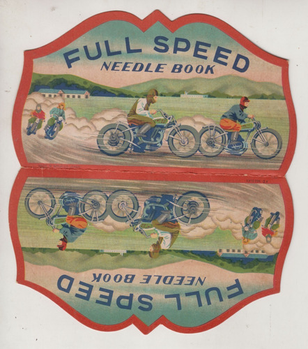 Antiguo Needle Book Tapa Motocicletas Vintage Japon Ocupado