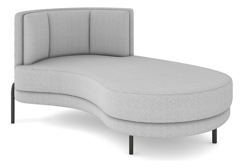 Sofá Chaise Longue Sala de Estar Living Lucca Direito D02 Bouclê Cinza B-56