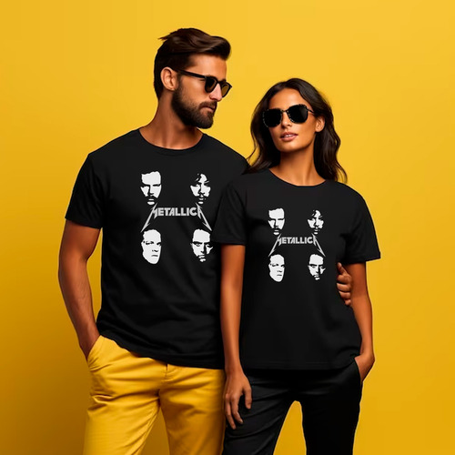 Playera Unisex De Metallica Logo Con Miembros