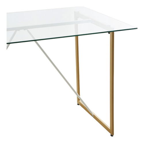 Mesa De Comedor Beverly 1.20x80x75cm Con Tapa De Vidrio Templado De 8mm Con Estructura Y Patas De Hierro Pintado Al Horno Con Pintura Epoxi Acabado Simil Madera.