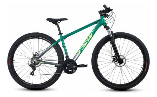 Bicicleta  TSW Mountain Bike Ride 2021 aro 29 M-17" 21v freios de disco mecânico câmbios Shimano cor verde/amarelo