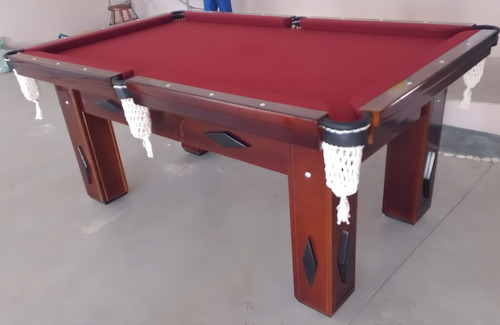 Mesa Bilhar Castillero Diversões Residencial Tradicional 4 pés Sinuca 2.23x1.23 Pedra Ardosia Imbuia Com Vinho