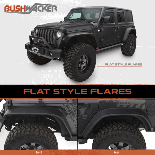 Bushwacker Negro Jeep Estilo Plano Acabado Texturizado Para