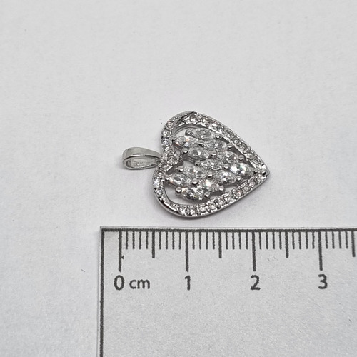 Imagen 5 de 6 de Dije Plata Rodinada Corazon Con Cubic 20mm