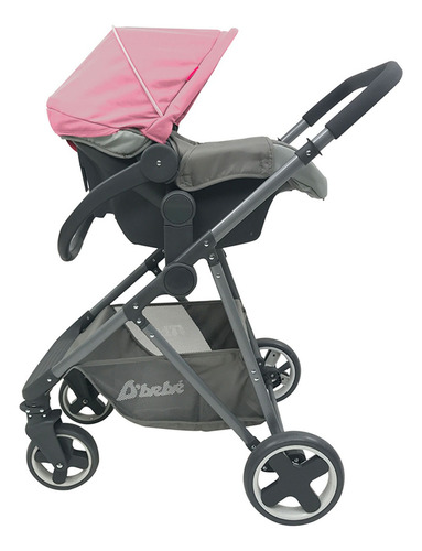 Carriola D Bebe Queen Portabebe Base De Carro Bambineto Color Rosa Chasis Gris