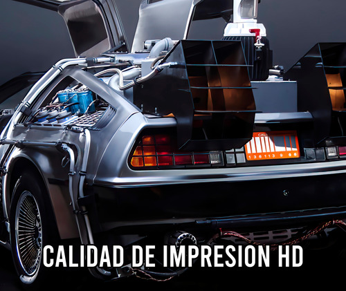 Cuadro 33x45cm Delorean Volver Al Futuro Mod 01 Con Vidrio Negro Negro