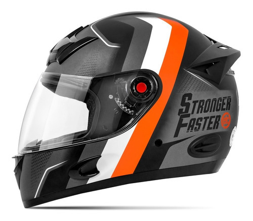 Capacete De Moto Feminino Etceter Stronger Faster Fosco Cor Cinza/Laranja Tamanho do capacete 56
