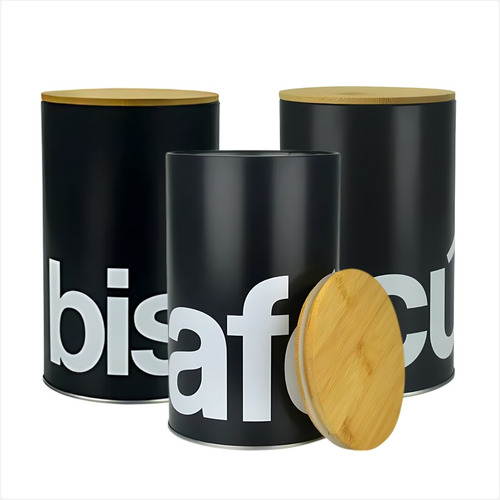 Conjunto Latas Pote Para Mantimentos 1,1 L Em Metal 3