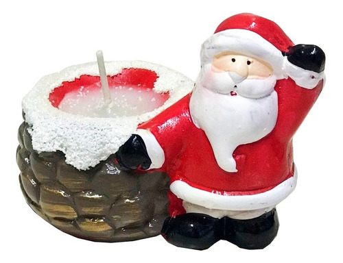 Porta Vela Papa Noel Ceramica Con Vela Adorno Navidad Silmar