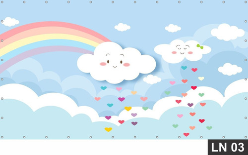 Imagem 3 de 6 de Painel De Festa Chuva De Amor 1,32x3,00m Lona Aniversário