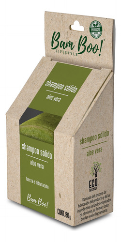 Shampoo Sólido Artesanal Aloe Vera 80 Gr Bam Boo! Lifestyle