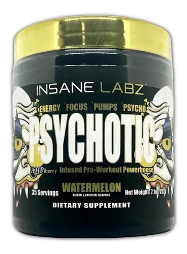 Pre Entreno Insane Labz Psychotic Gold 35 Servicios Dlc P1 Sabor Sandía