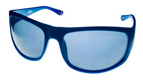 Gafas De Sol - Fila Mens Matte Blue Rectangle Plastic Wrap S