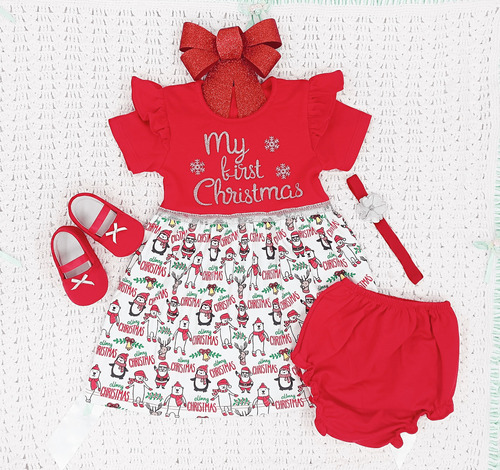 Vestido Navideño_ropa Para Bebé 6-9 Meses