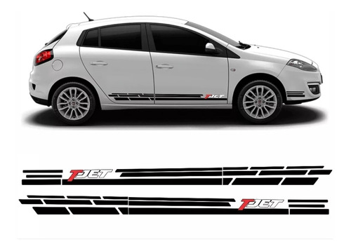 Kit De Adesivos Faixas Lateral Fiat Bravo Tjet Preto Bravopt