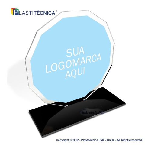 Troféu Diamante Acrílico Sem Personalização 15cm 3mm 75 Unid