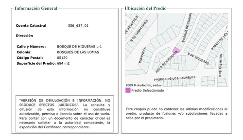 Terreno Bosques De Las Lomas Calle Cerrada