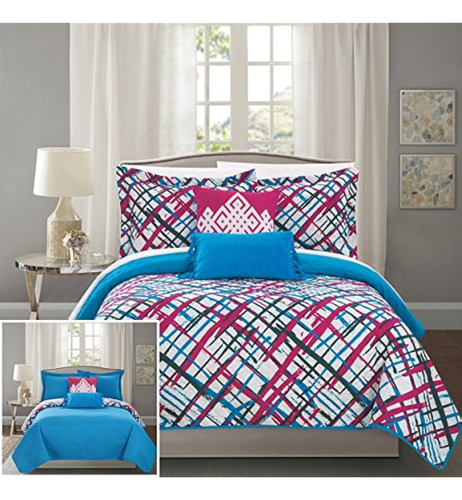 Chic Home Gingham Juego De Edredón Reversible De 4 Piezas Di