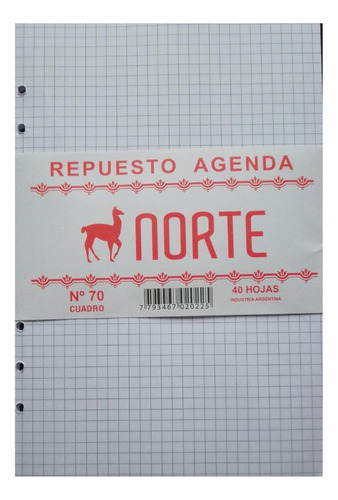 Repuesto De Hojas P/ Agenda Norte N°70 X40hs