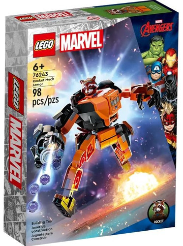 Lego Marvel Vengadores Armadura Robotica De Rocket Cantidad De Piezas 98