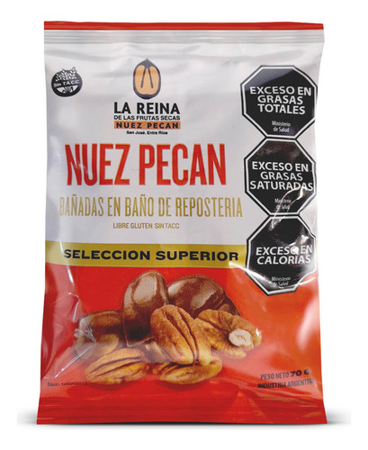 Nuez Pecan En Baño De Reposteria Sin Tacc La Reina Bolsa 70g