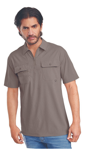 Playera Hombre Gris Tipo Polo 913-32