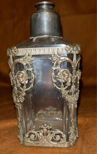 Espectacular Frasco Perfume Antiguo Enchapado Plata Colecc