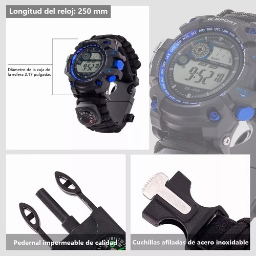 Reloj De Supervivencia Militar Táctico 7 En 1 Pedernal Camuflado