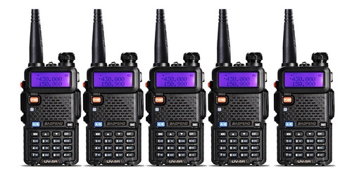 Kit 5 Radio Comunicador Walk Talk Baofeng Dual Band Uv5r