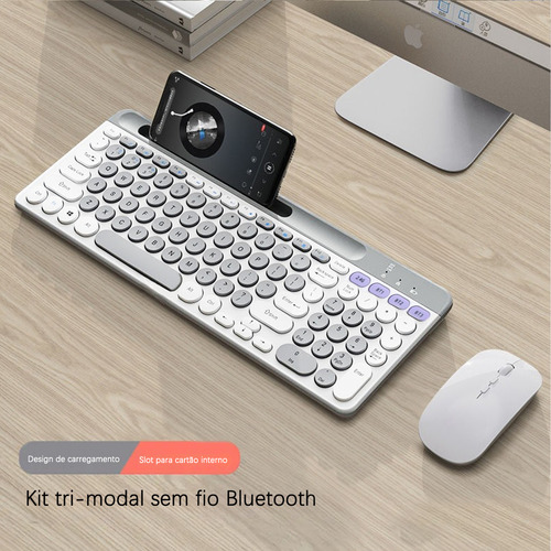 Teclado E Rato Sem Fios Ultrafino Bluetooth De Modo Duplo