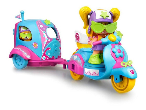 Imagen 3 de 8 de Pinypon Con Su Mascota, Moto Y Remolque