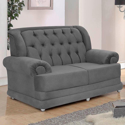 Sofá 2 Lugares Suede Finlândia Cinza - Sofá Casa