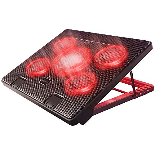 Kootek Laptop Cooler Cooling Pad, 5 Ventiladores Led Rojos S
