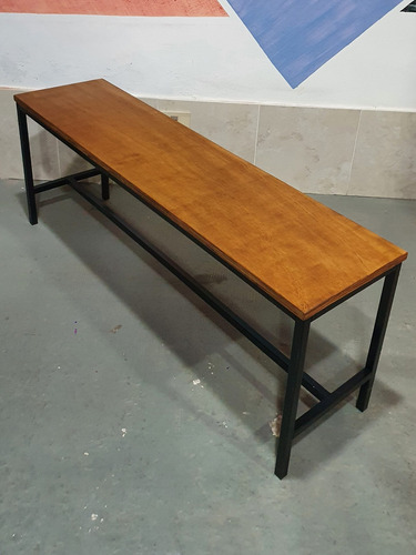Imagen 2 de 5 de Banco Banqueta Industrial 120x30x40cm Hierro Y Madera Bar