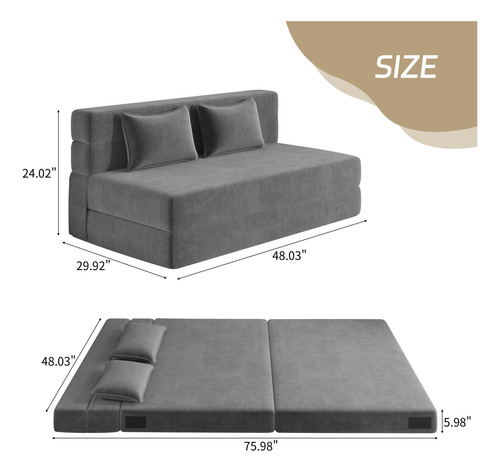 Luoxiao Sofá Cama Plegable Convertible Tamaño Matrimonial