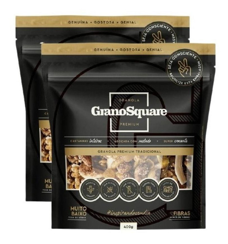 Kit Com 2 Granola Grano Square Premium Tradicional 400g
