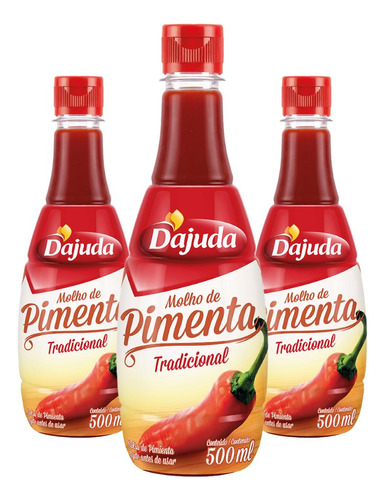 3un Molho De Pimenta Dajuda Tradicional Pastel Peixe 500ml