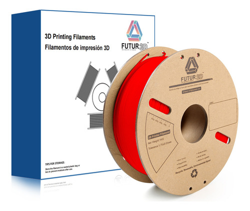 Filamento 3D Futur 3d PLA de 1.75mm y 1kg rojo