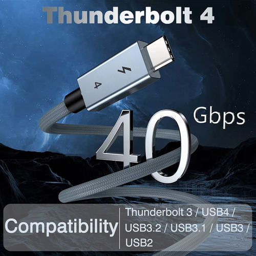 Cabo Usb-c Thunder 4, Pd 240w, 40gbps, 8k, Ps5, Mac, Note Pc