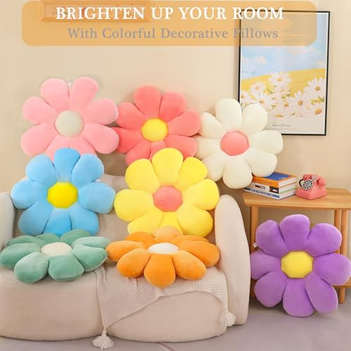 Menoeceus Flower Pillow Daisy Flower Floor Pillow Cojín, Lin