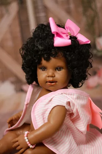 Boneca Bebê Reborn Princesa Negra Original Brinquedo Morena