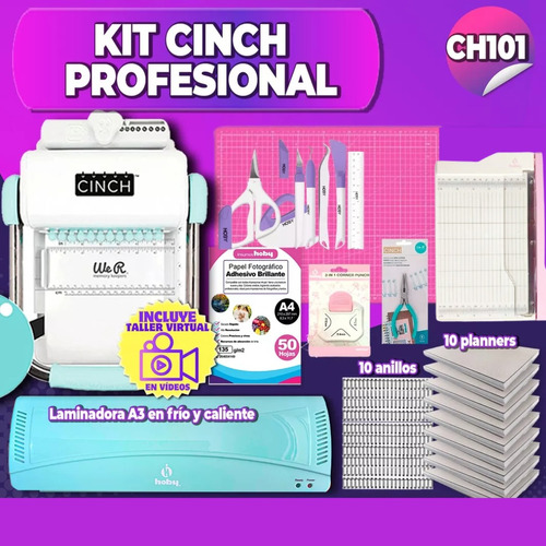 Kit Encuadernadora Cinch Redonda + Herramientas Ch101