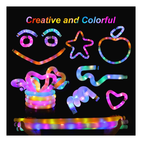 Light Up Glow Sticks Fildget Pop Tubes, Paquete De 24 Unidad