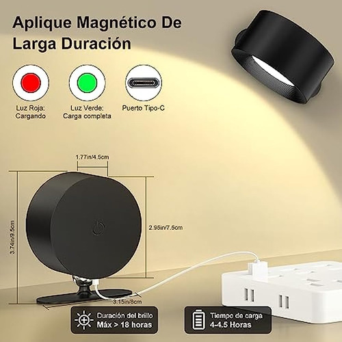 A Aplique De Pared Interior Regulables Moderno 360° De