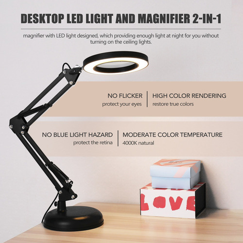 Lupa Usb 5x Lupa De Escritorio De La Lámpara De Lupa Led De