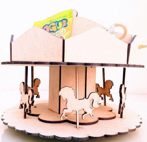 Imagen 3 de 7 de Candy Bar Carrousel Souvenir 20x20x20 - Mdf / Fibrofacil